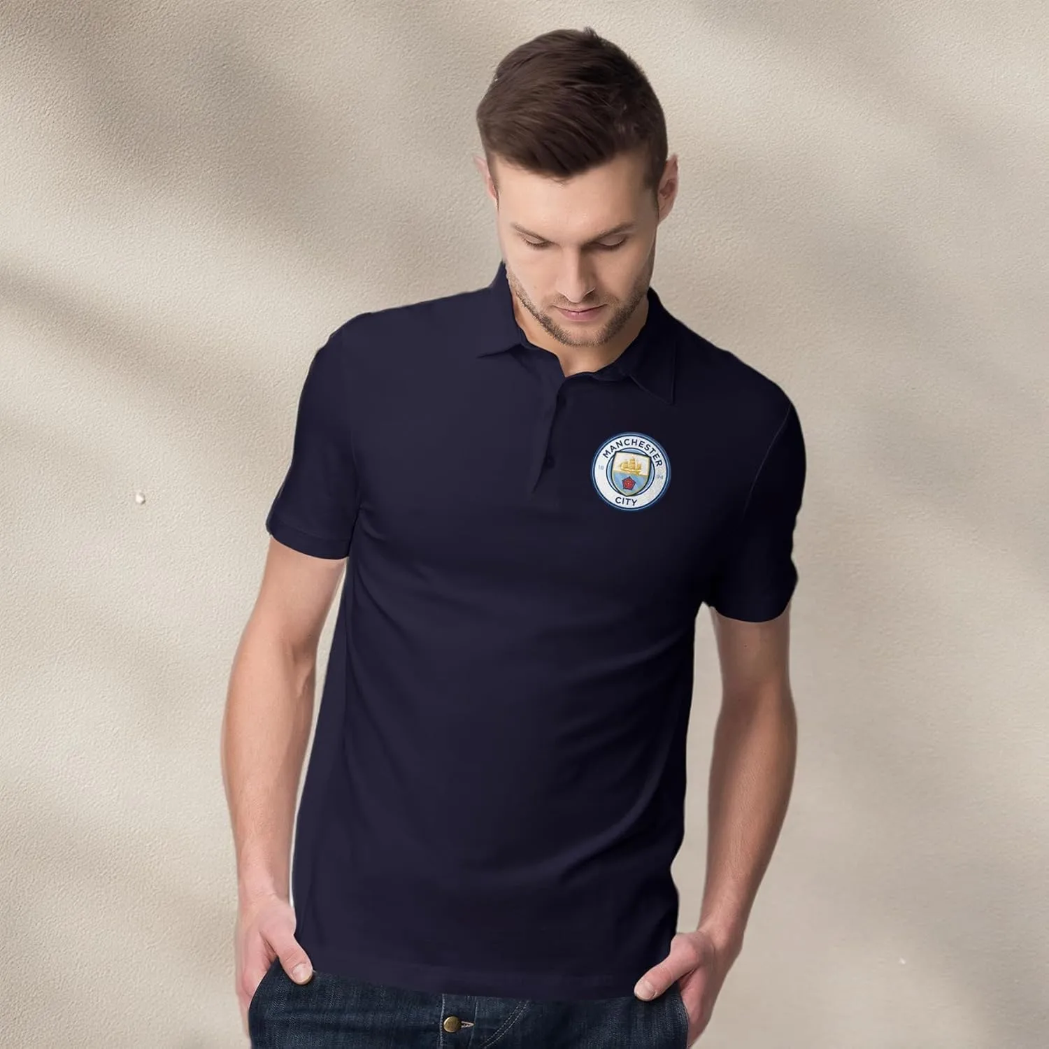 Icon Sports Officially Licensed Soccer Polo Shirt, Woven Patch Adult Unisex Collared Shirt