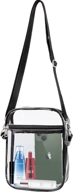 IEKEODI Clear Crossbody Purse Bag,Clear Bag Stadium Approved Inner Pocket for Concerts,Festivals, Sports Events