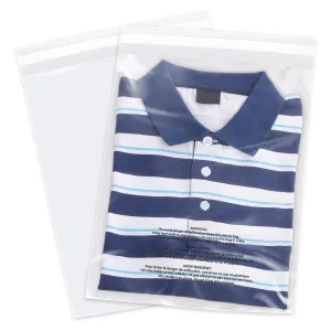 iMailer - 100 Count - 11" x 14" Clear Plastic Poly Bags with Suffocation Warning for Prints, Photos, Documents, Clothing, T-Shirt - Resealable Adhesive,Not Strong