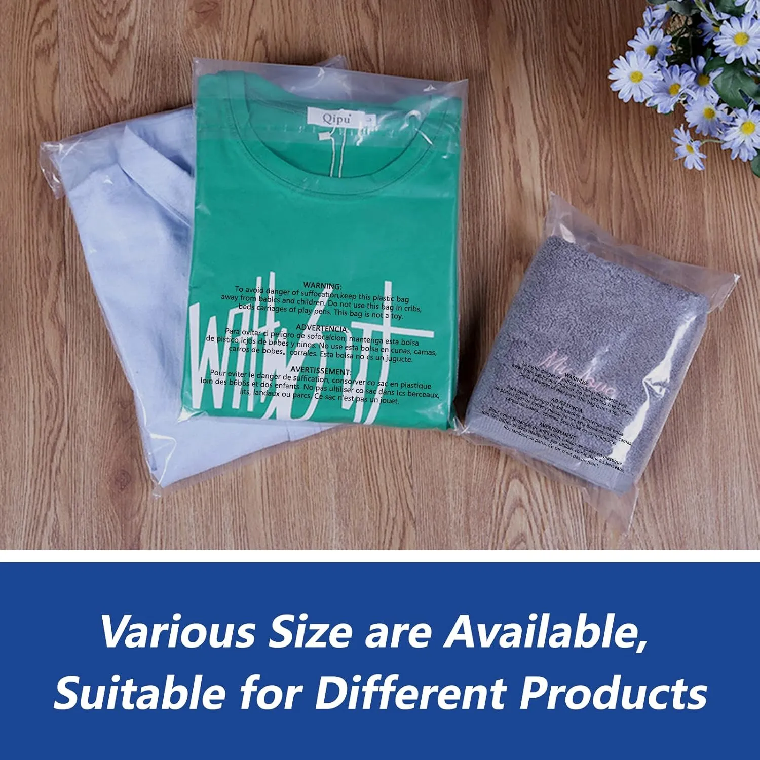 iMailer - 100 Count - 11" x 14" Clear Plastic Poly Bags with Suffocation Warning for Prints, Photos, Documents, Clothing, T-Shirt - Resealable Adhesive,Not Strong