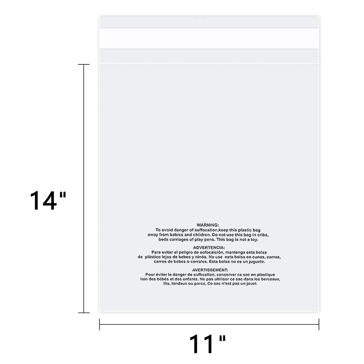 iMailer - 100 Count - 11" x 14" Clear Plastic Poly Bags with Suffocation Warning for Prints, Photos, Documents, Clothing, T-Shirt - Resealable Adhesive,Not Strong