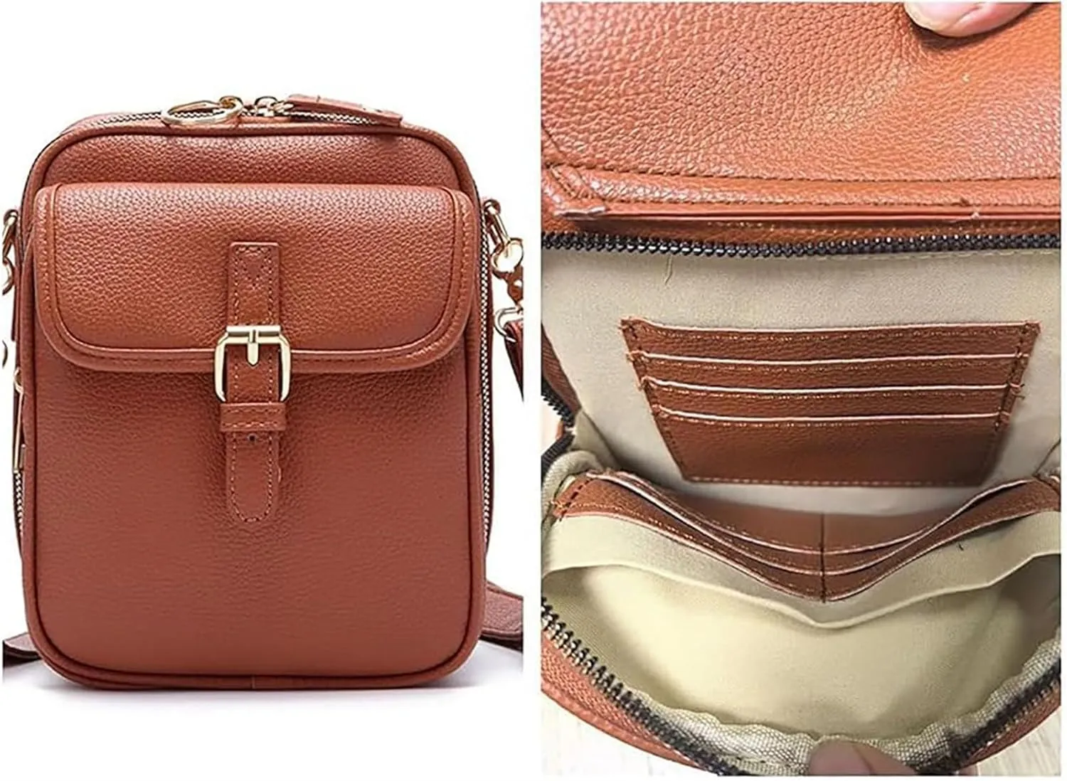 Implementarch Crossbody Leather Bag, Forcipower Crossbody Leather Bag, Anti Theft Shoulder Bags for Women Travel