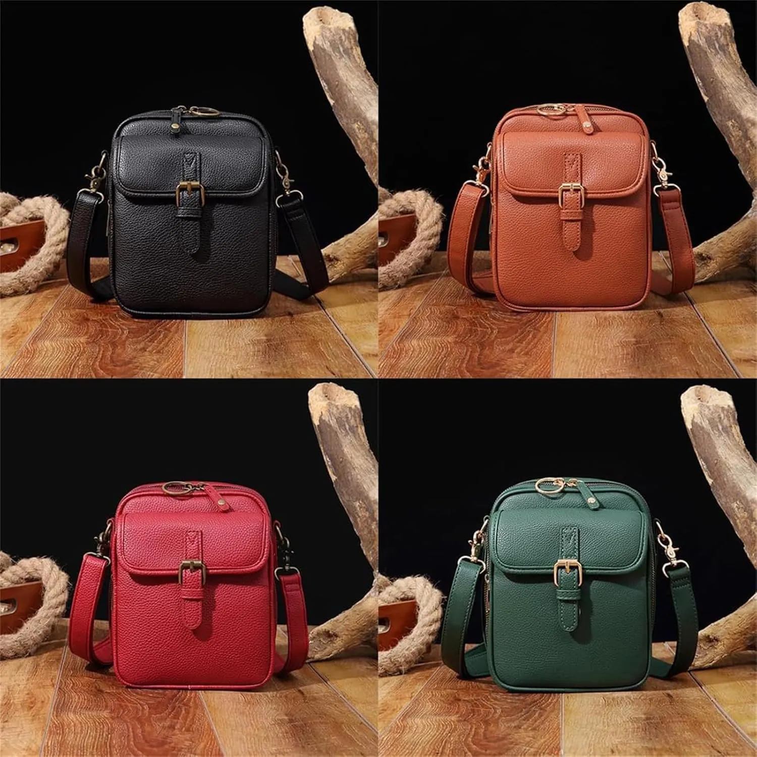 Implementarch Crossbody Leather Bag, Forcipower Crossbody Leather Bag, Anti Theft Shoulder Bags for Women Travel