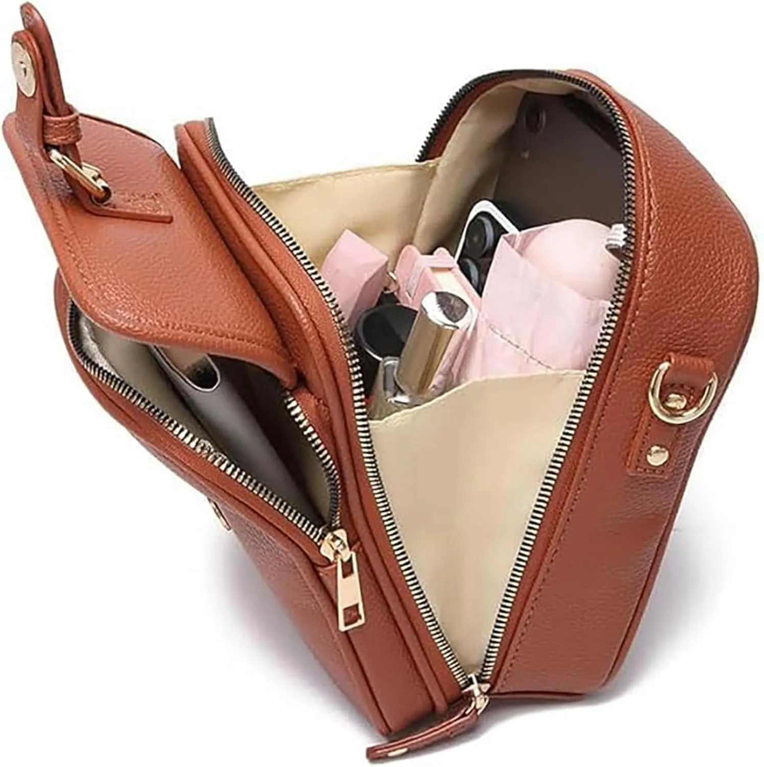 Implementarch Crossbody Leather Bag, Forcipower Crossbody Leather Bag, Anti Theft Shoulder Bags for Women Travel
