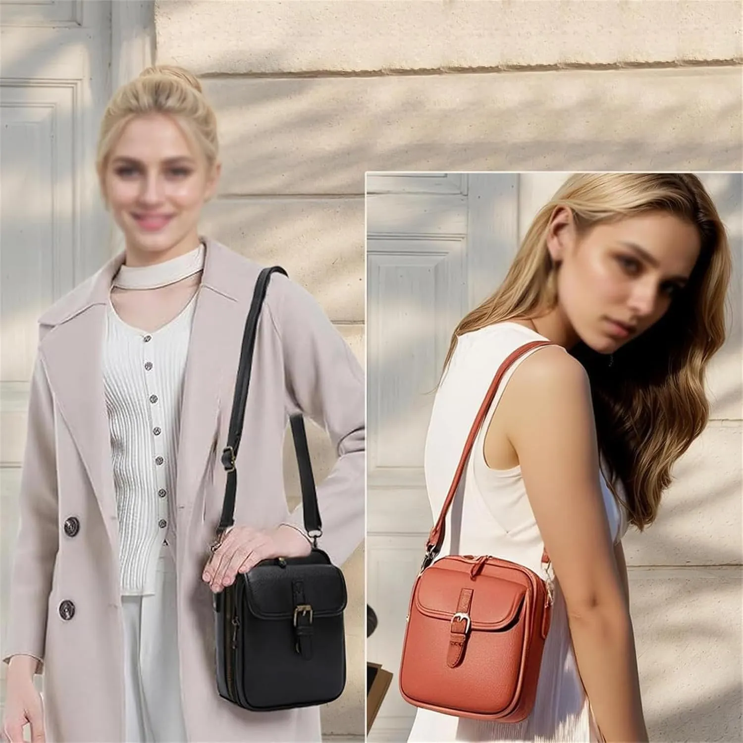 Implementarch Crossbody Leather Bag, Forcipower Crossbody Leather Bag, Anti Theft Shoulder Bags for Women Travel