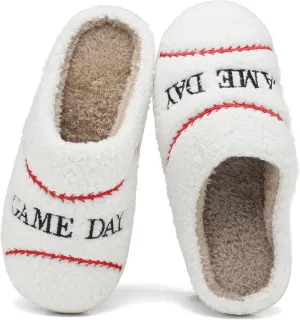 INMINPIN Women Men Ball Sports Slippers Soft Curly Plush House Shoes Cozy Bedroom Slippers Indoor Outdoor with Non Slip Sole for Sports Fan