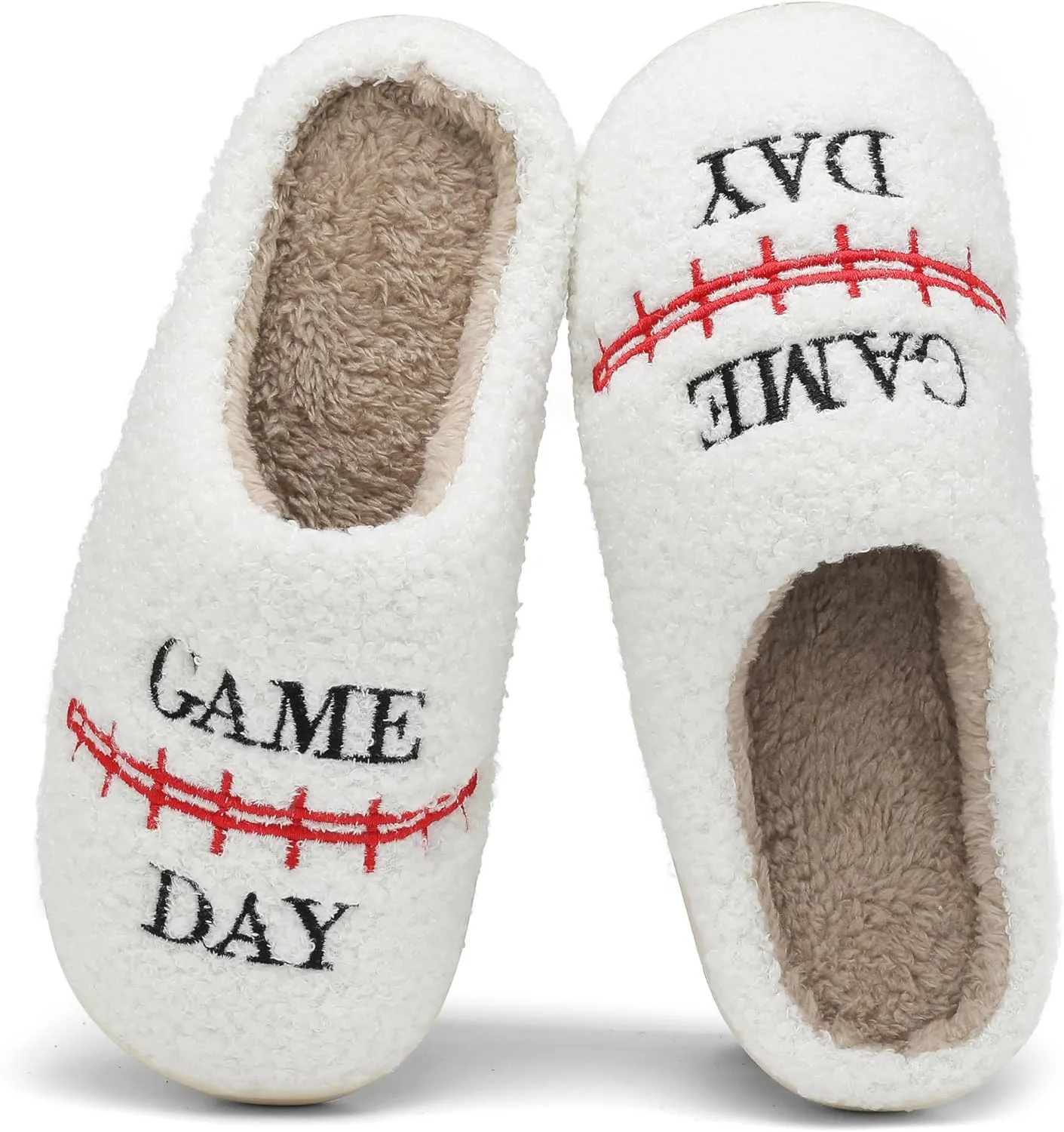INMINPIN Women Men Ball Sports Slippers Soft Curly Plush House Shoes Cozy Bedroom Slippers Indoor Outdoor with Non Slip Sole for Sports Fan