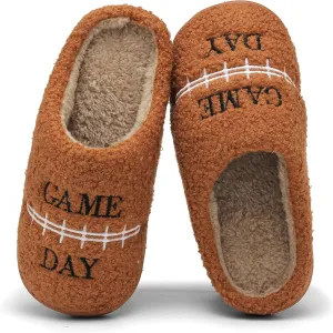 INMINPIN Women Men Ball Sports Slippers Soft Curly Plush House Shoes Cozy Bedroom Slippers Indoor Outdoor with Non Slip Sole for Sports Fan