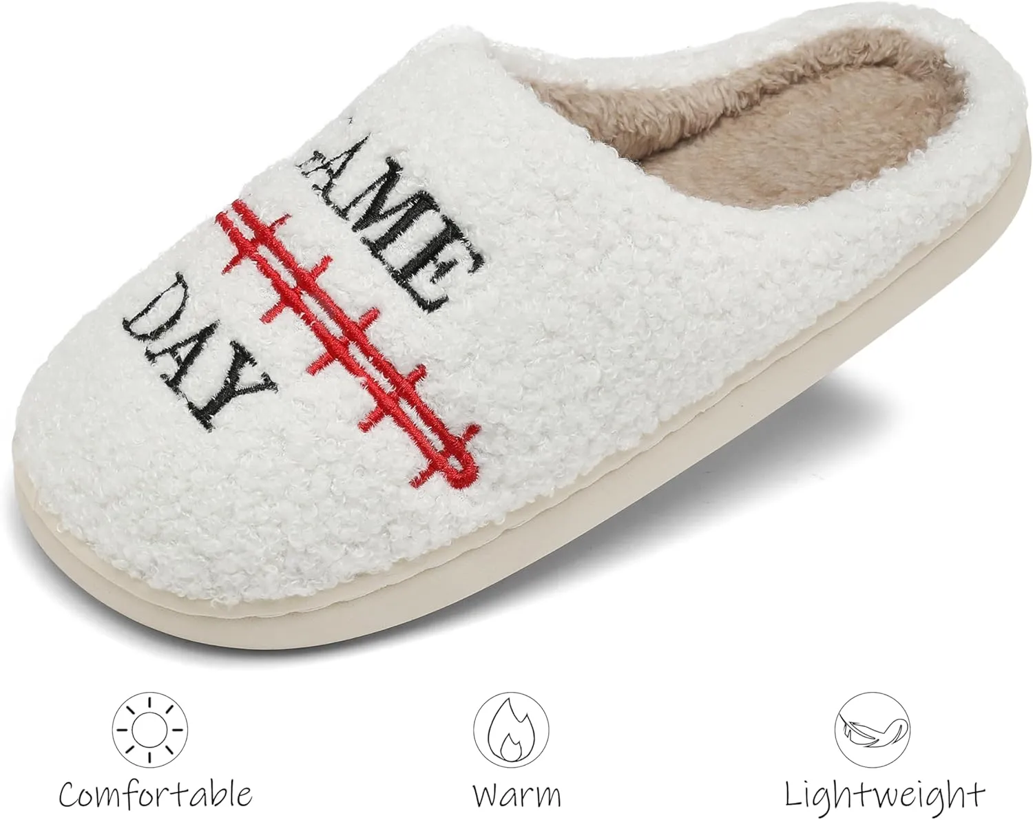 INMINPIN Women Men Ball Sports Slippers Soft Curly Plush House Shoes Cozy Bedroom Slippers Indoor Outdoor with Non Slip Sole for Sports Fan