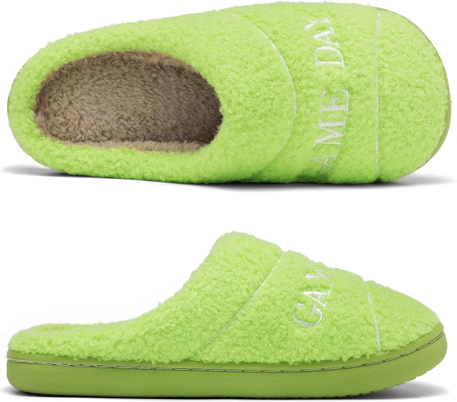 INMINPIN Women Men Ball Sports Slippers Soft Curly Plush House Shoes Cozy Bedroom Slippers Indoor Outdoor with Non Slip Sole for Sports Fan