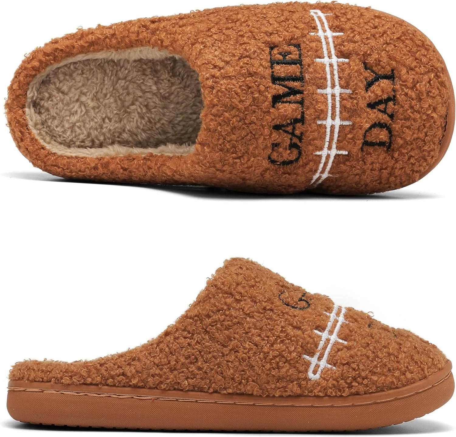 INMINPIN Women Men Ball Sports Slippers Soft Curly Plush House Shoes Cozy Bedroom Slippers Indoor Outdoor with Non Slip Sole for Sports Fan