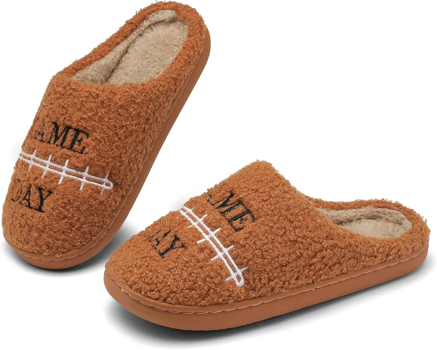 INMINPIN Women Men Ball Sports Slippers Soft Curly Plush House Shoes Cozy Bedroom Slippers Indoor Outdoor with Non Slip Sole for Sports Fan