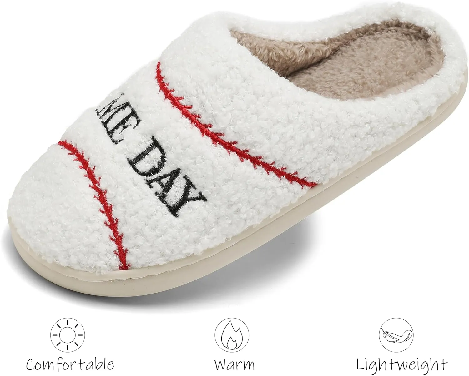 INMINPIN Women Men Ball Sports Slippers Soft Curly Plush House Shoes Cozy Bedroom Slippers Indoor Outdoor with Non Slip Sole for Sports Fan