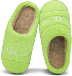 INMINPIN Women Men Ball Sports Slippers Soft Curly Plush House Shoes Cozy Bedroom Slippers Indoor Outdoor with Non Slip Sole for Sports Fan