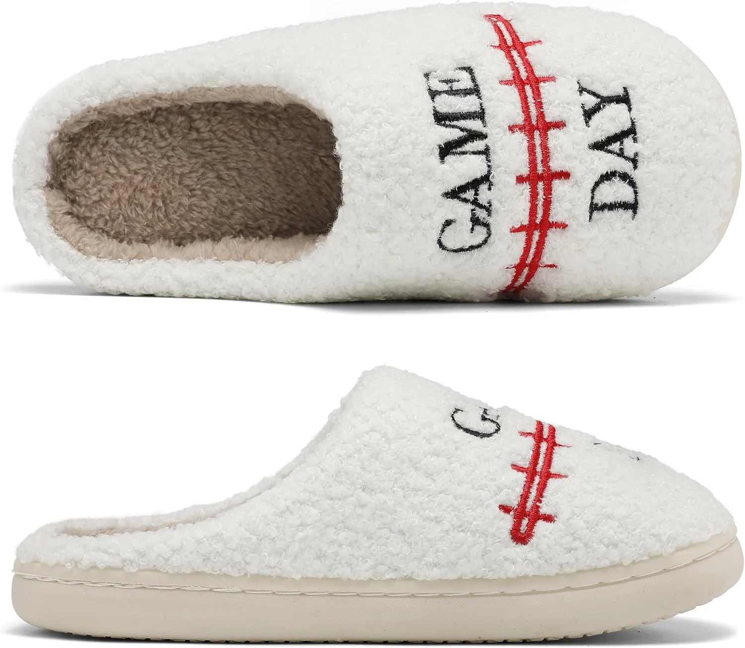 INMINPIN Women Men Ball Sports Slippers Soft Curly Plush House Shoes Cozy Bedroom Slippers Indoor Outdoor with Non Slip Sole for Sports Fan