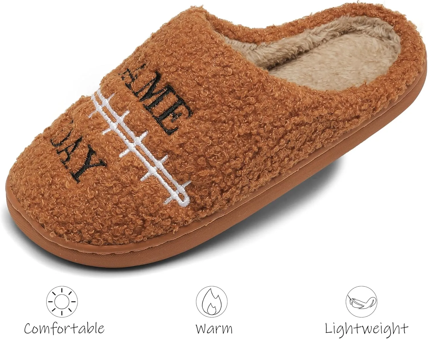 INMINPIN Women Men Ball Sports Slippers Soft Curly Plush House Shoes Cozy Bedroom Slippers Indoor Outdoor with Non Slip Sole for Sports Fan
