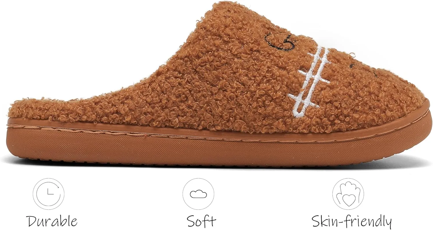 INMINPIN Women Men Ball Sports Slippers Soft Curly Plush House Shoes Cozy Bedroom Slippers Indoor Outdoor with Non Slip Sole for Sports Fan