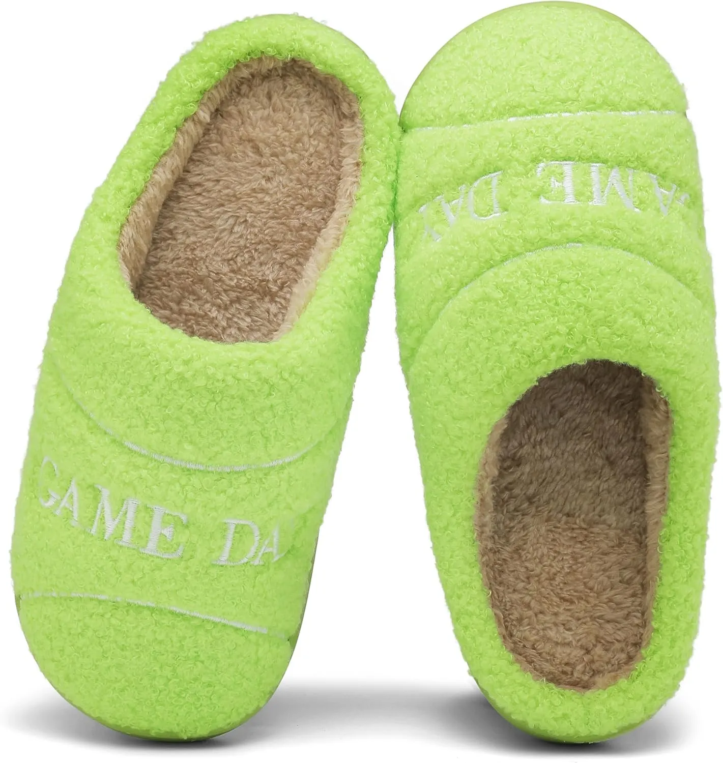 INMINPIN Women Men Ball Sports Slippers Soft Curly Plush House Shoes Cozy Bedroom Slippers Indoor Outdoor with Non Slip Sole for Sports Fan