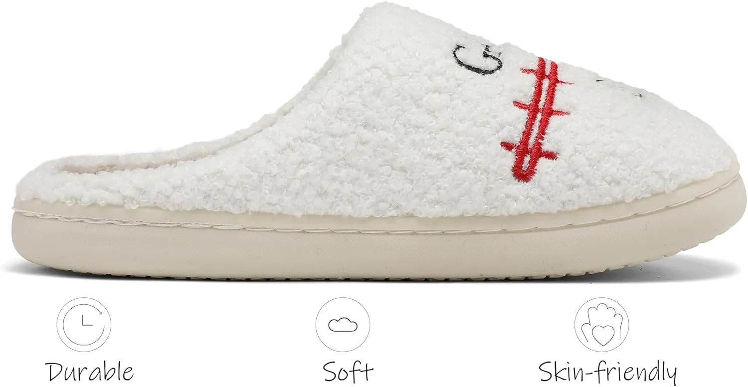 INMINPIN Women Men Ball Sports Slippers Soft Curly Plush House Shoes Cozy Bedroom Slippers Indoor Outdoor with Non Slip Sole for Sports Fan