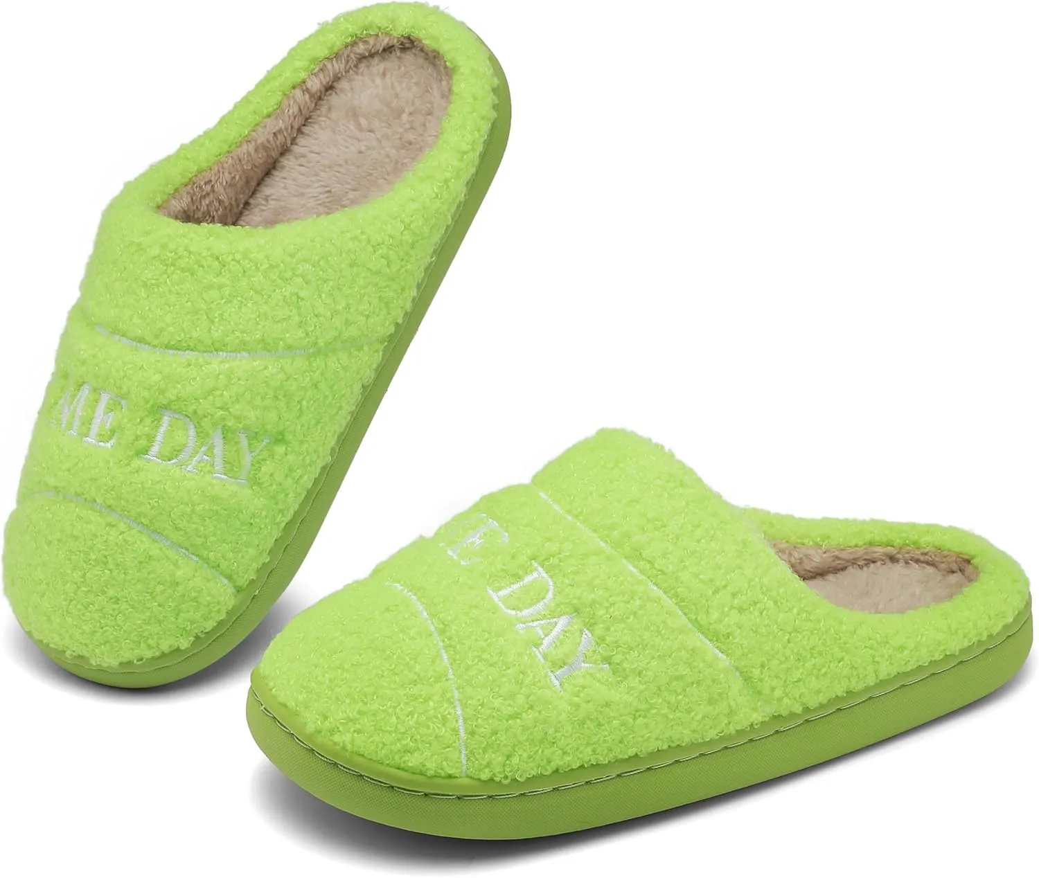 INMINPIN Women Men Ball Sports Slippers Soft Curly Plush House Shoes Cozy Bedroom Slippers Indoor Outdoor with Non Slip Sole for Sports Fan