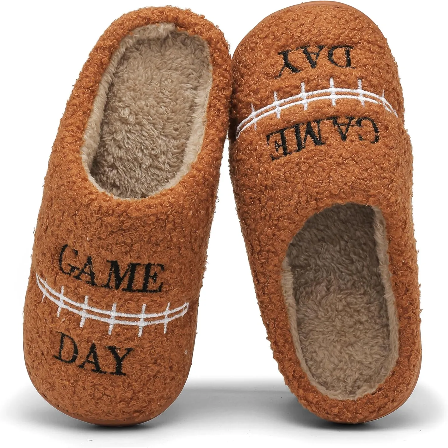 INMINPIN Women Men Ball Sports Slippers Soft Curly Plush House Shoes Cozy Bedroom Slippers Indoor Outdoor with Non Slip Sole for Sports Fan