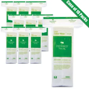 Intrinsics Cotton Esthetic Wipes - Large - 4" X 4" - 100% Naturelle Cotton / 200 Count per Resealable Bag X 10 Bags = Case of 2,000 Cotton Esthetic Wipes
