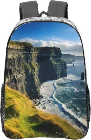Ireland Outdoors County Clare The Cliffs print 16 Inches Clear Backpacks for Office Large Backpack Clear Bookbag for College