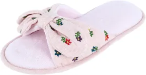isotoner Womens Recycled Embroidered Jersey Tie Slide