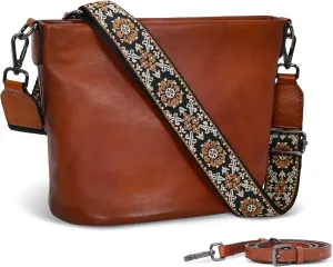 Iswee Leather Shoulder Bag Designer Crossbody Bags for Women Hobo Purse Medium Satchel Handbags