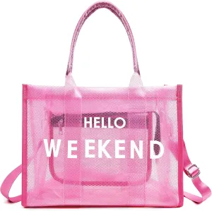 IwIeIaIrI Clear Tote Bag PVC Beach Bag Women's Large Crossbody Shoulder Bag with Zipper