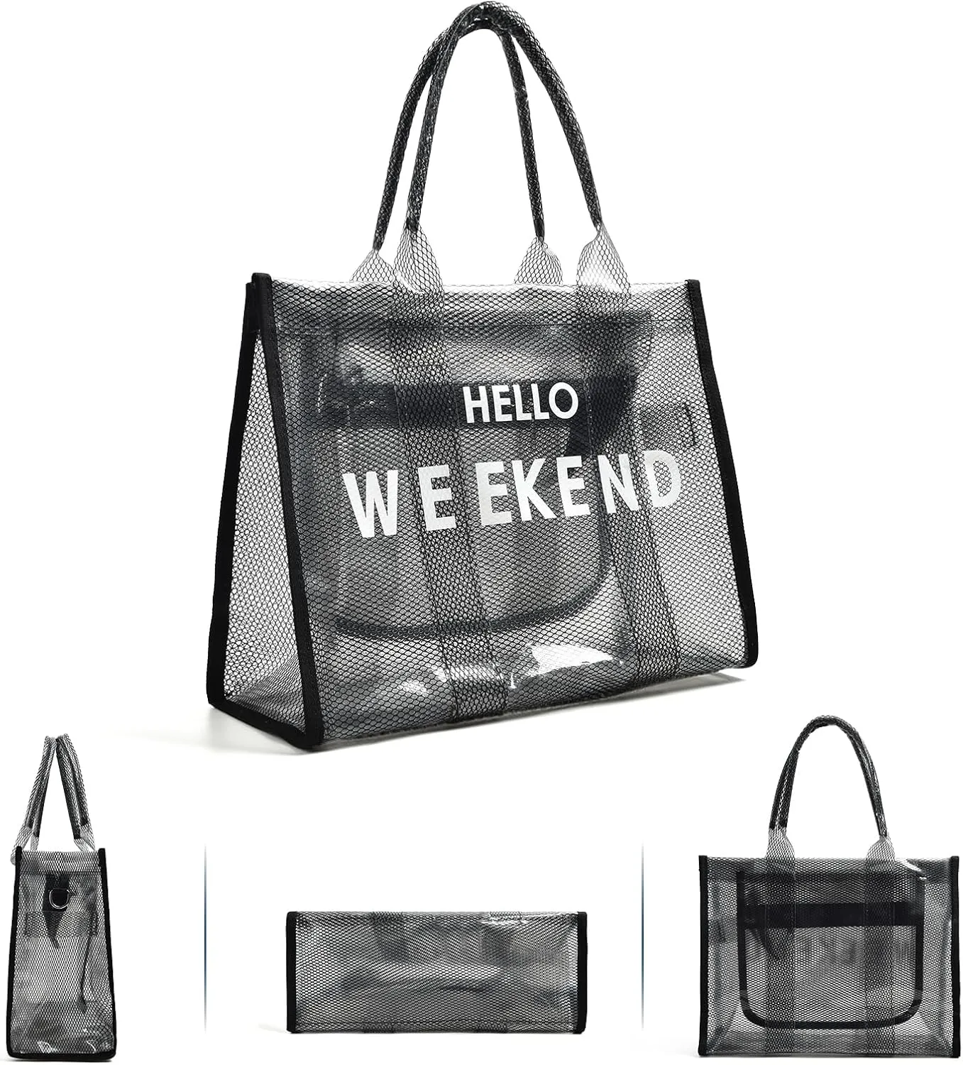 IwIeIaIrI Clear Tote Bag PVC Beach Bag Women's Large Crossbody Shoulder Bag with Zipper