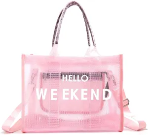 IwIeIaIrI Clear Tote Bag PVC Beach Bag Women's Large Crossbody Shoulder Bag with Zipper