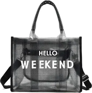 IwIeIaIrI Clear Tote Bag PVC Beach Bag Women's Large Crossbody Shoulder Bag with Zipper