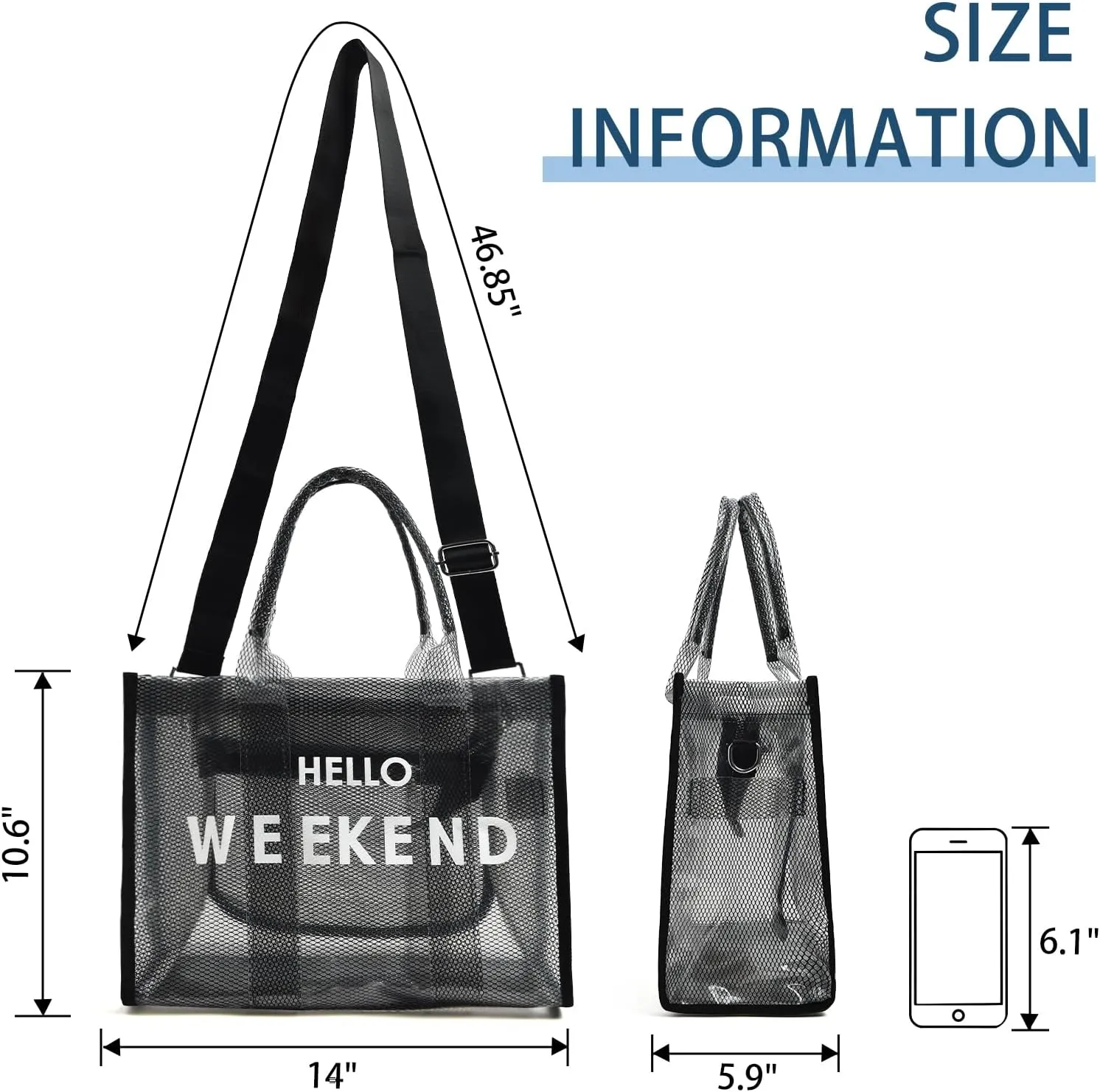 IwIeIaIrI Clear Tote Bag PVC Beach Bag Women's Large Crossbody Shoulder Bag with Zipper