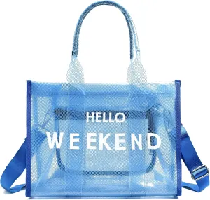 IwIeIaIrI Clear Tote Bag PVC Beach Bag Women's Large Crossbody Shoulder Bag with Zipper
