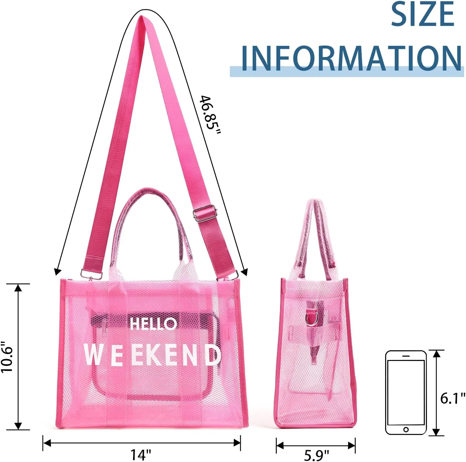 IwIeIaIrI Clear Tote Bag PVC Beach Bag Women's Large Crossbody Shoulder Bag with Zipper