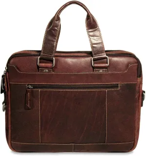 Jack Georges Voyager Slim Zippered Briefcase #7320 (Brown)