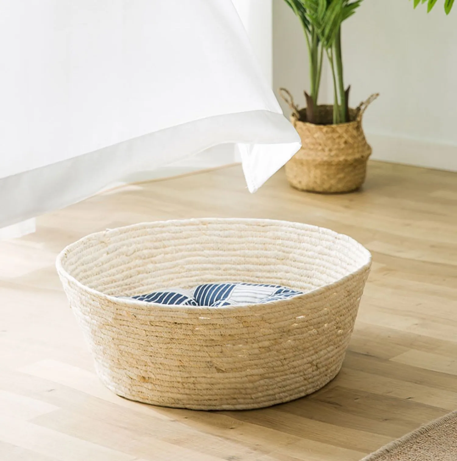 Japanese Style Hand-Woven Rattan Bed