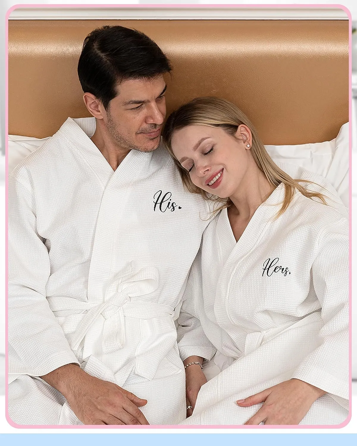Jecery 2 Pack His and Hers Robes Gifts Cotton Waffle Kimono Embroidered Matching Robes Party Anniversary Wedding