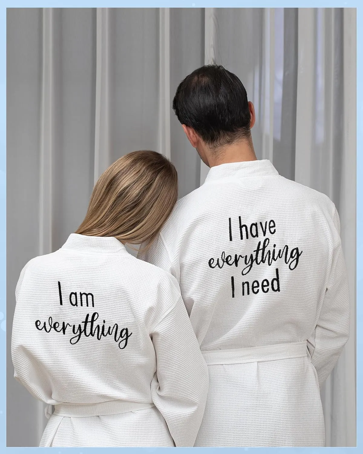 Jecery 2 Pack His and Hers Robes Gifts Cotton Waffle Kimono Embroidered Matching Robes Party Anniversary Wedding