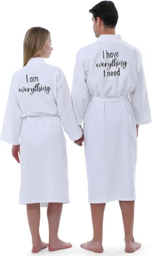 Jecery 2 Pack His and Hers Robes Gifts Cotton Waffle Kimono Embroidered Matching Robes Party Anniversary Wedding