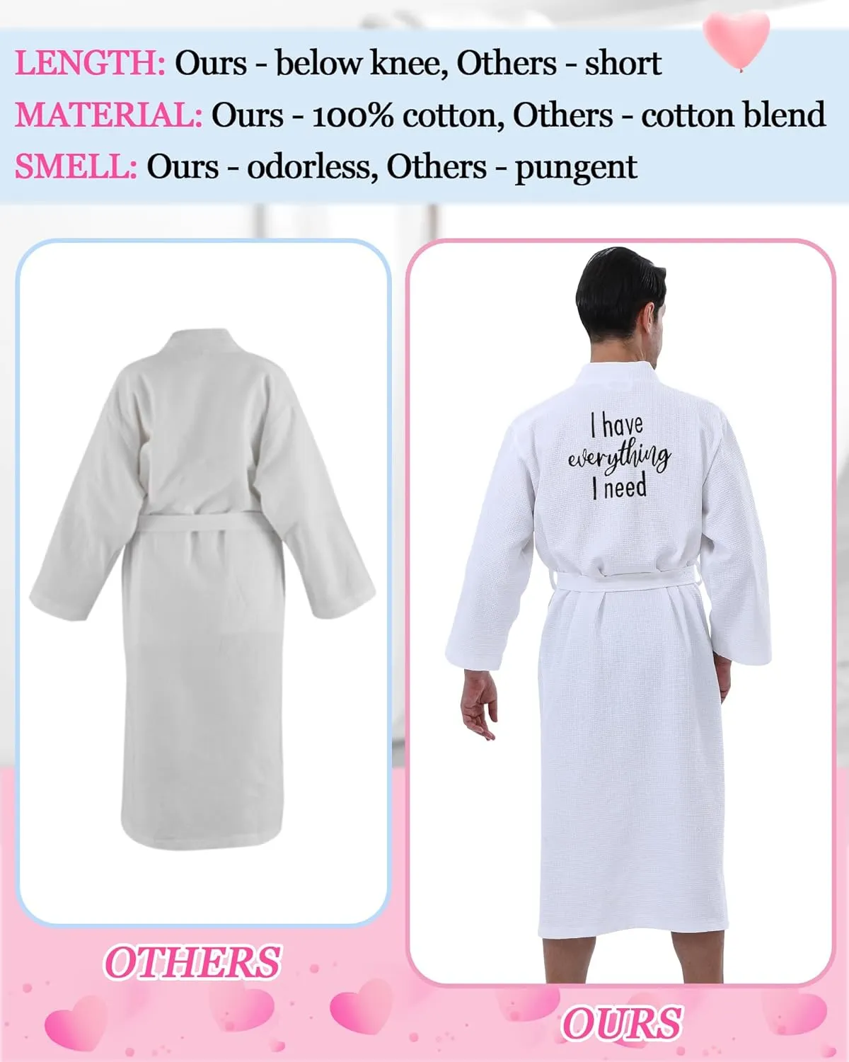 Jecery 2 Pack His and Hers Robes Gifts Cotton Waffle Kimono Embroidered Matching Robes Party Anniversary Wedding