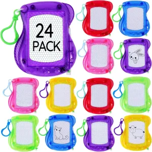 Jeffbaubl 24Pcs Mini Magnetic Drawing Board for Kids,Backpack Keychain Clip Doodle Boards,Small Erasable Doodle Sketch Writing Pad for Birthday Party Favors,Goodie Bag Filler,Classroom Prizes 6 Colors