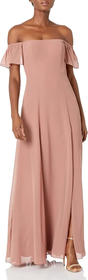 Jenny Yoo Women's Elsie Off The Shoulder Flutter Sleeve Chiffon Dress