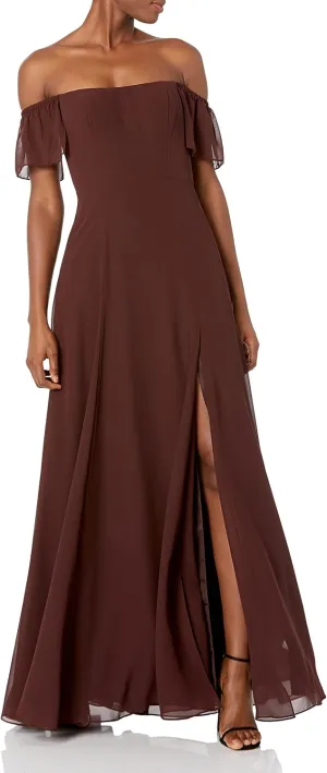 Jenny Yoo Women's Elsie Off The Shoulder Flutter Sleeve Chiffon Dress