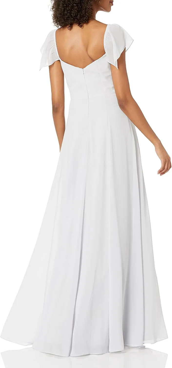 Jenny Yoo Women's Elsie Off The Shoulder Flutter Sleeve Chiffon Dress