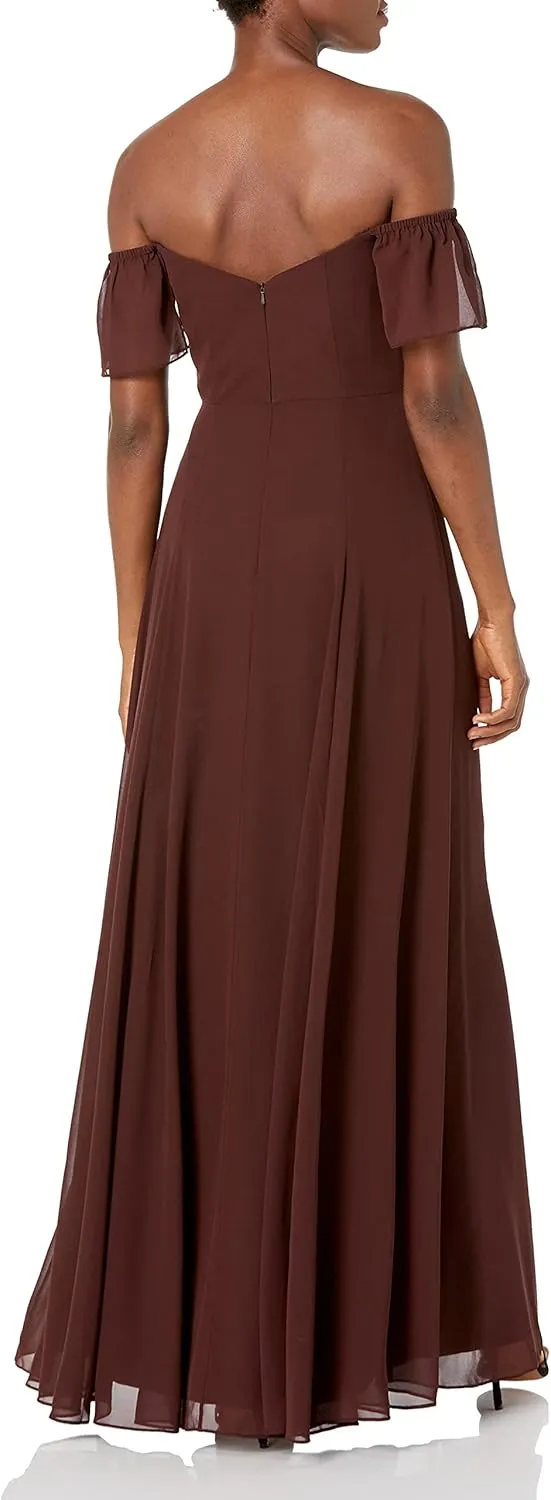 Jenny Yoo Women's Elsie Off The Shoulder Flutter Sleeve Chiffon Dress