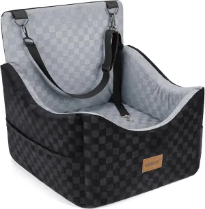 JOEJOY Elevated Dog Car Seat for Small/Medium Dogs up to 35 lbs, Memory Foam Pet Booster Seat with Detachable Washable Cover, Portable Travel-Safe Bed for Cars with Safety Belts and Storage Pockets