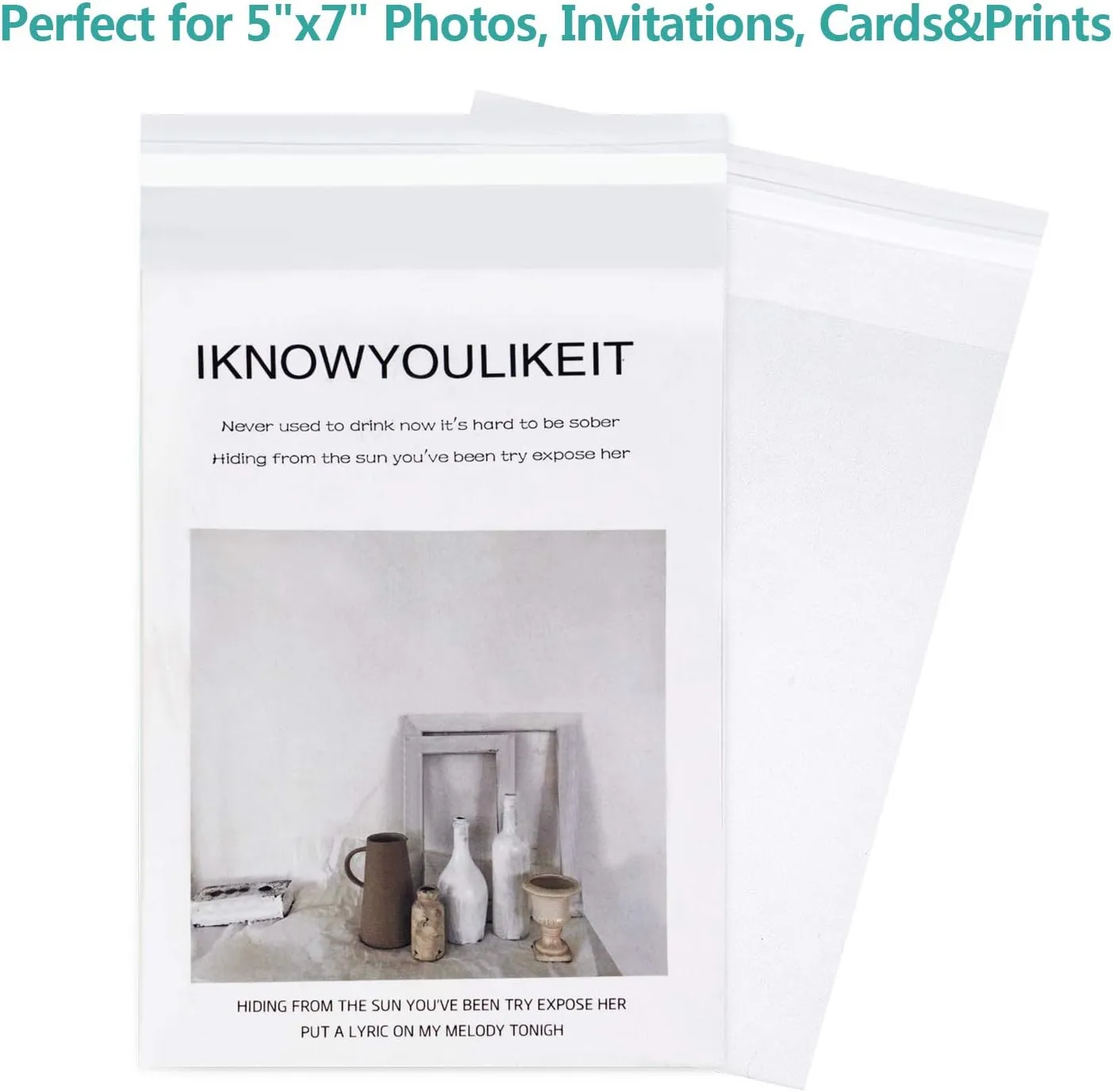 joybest 1000 Pack - 5 X 7 Inch Clear Resealable Cellophane Cello Bags, Plastic Cello Poly Bag for 5x7 Photos, Envelopes & A2 A4 A6 Cards