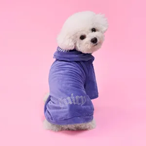 Juicy Couture Bling Velour Pet Hoodie - Royal Purple - M/L (7-12 lbs.) - Pet Hoodies for Small Dogs or Cats